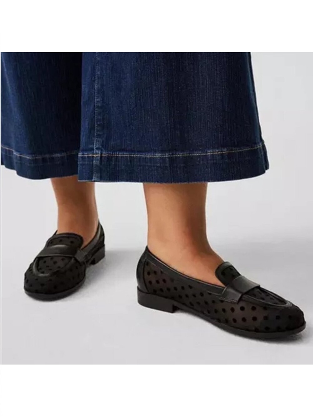 Torrid - Women’s, Black, Mesh, Polka Dot, Flats, Loafers, Mesh, Size 8WW